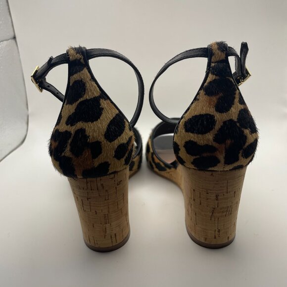 Kate Spade ♠️ NY Lonnie Leopard Print Wedge Sandal Size 7M Cow Hair Leather - Picture 4 of 6